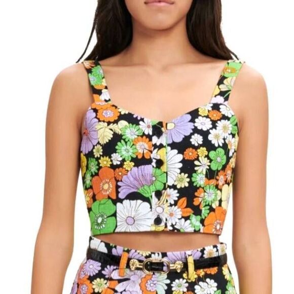 Maje Tops - MAJE 70s Floral Print Crop Top In Black Flower power sz 2 (US Medium)